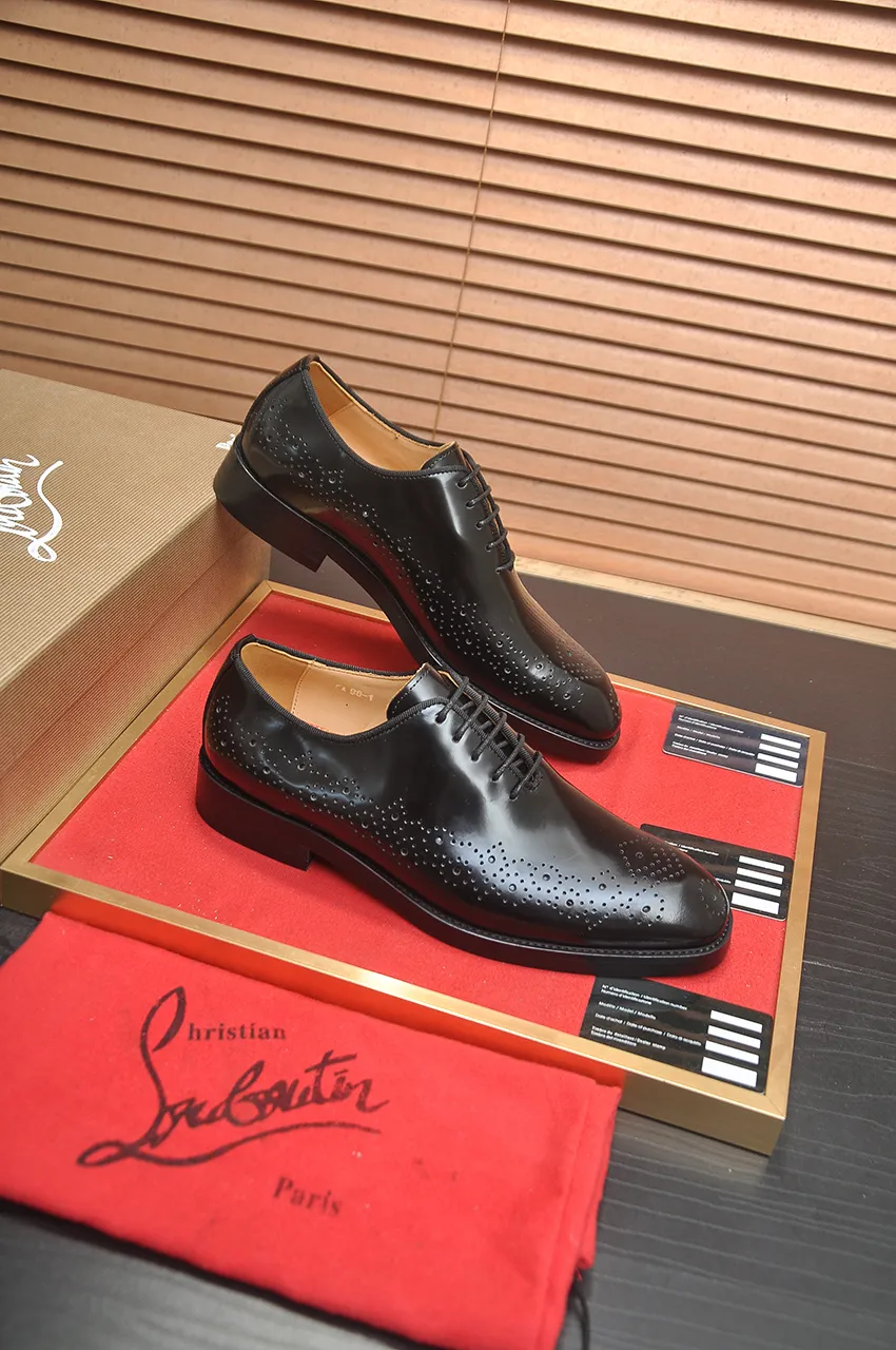 Men's shoes 💰620💶 [Chrstian Loubotin] Red-soled shoes 💋Original mold opening, the highest version on the market, purely handmade ➕Imported cowhide uppers, first-layer water-dyed cowhide lining! Original EU high-gloss outsole. 38 to 45 (45 customized)